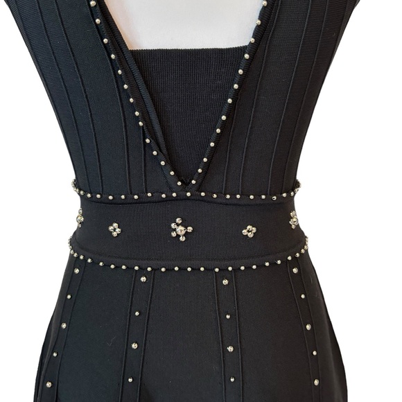 Black Knit Beaded Open Back Dress - Picture 10 of 15